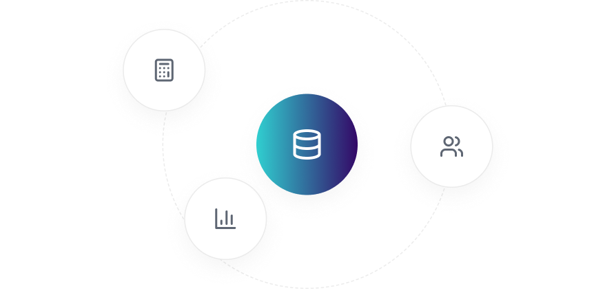 Hub central com integrações de dados e usuários