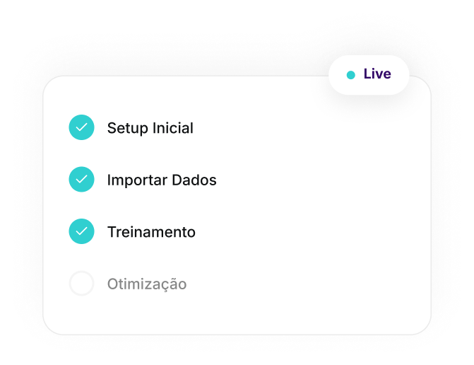 Checklist de implantação com status ao vivo